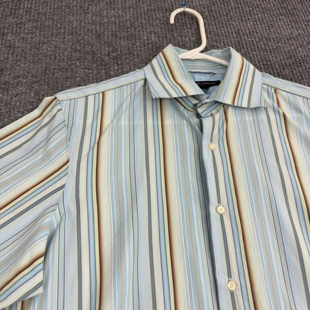 Banana Republic Button Up Mens M‎ Blue Striped Long Sleeve Casual Office Style